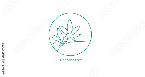 Vector Icon for a Picturesque Cannabis Farm Landscape Showcasing Organic Cultivation