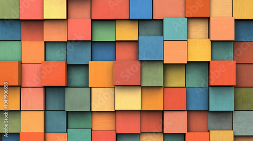 Colorful Block Pattern, abstract, blocks, colors, design, geometric