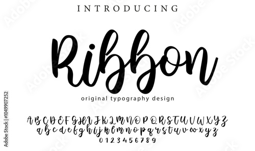 Ribbon Font Stylish brush painted an uppercase vector letters, alphabet, typeface