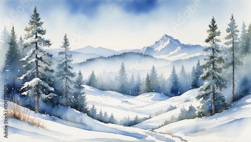  Serene Winter Landscape with Pine Trees