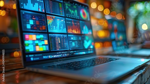 Wallpaper Mural A laptop displaying a dashboard with various data visualizations. Torontodigital.ca