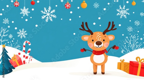 Cute Abstract Xmas Design with Decorated Background