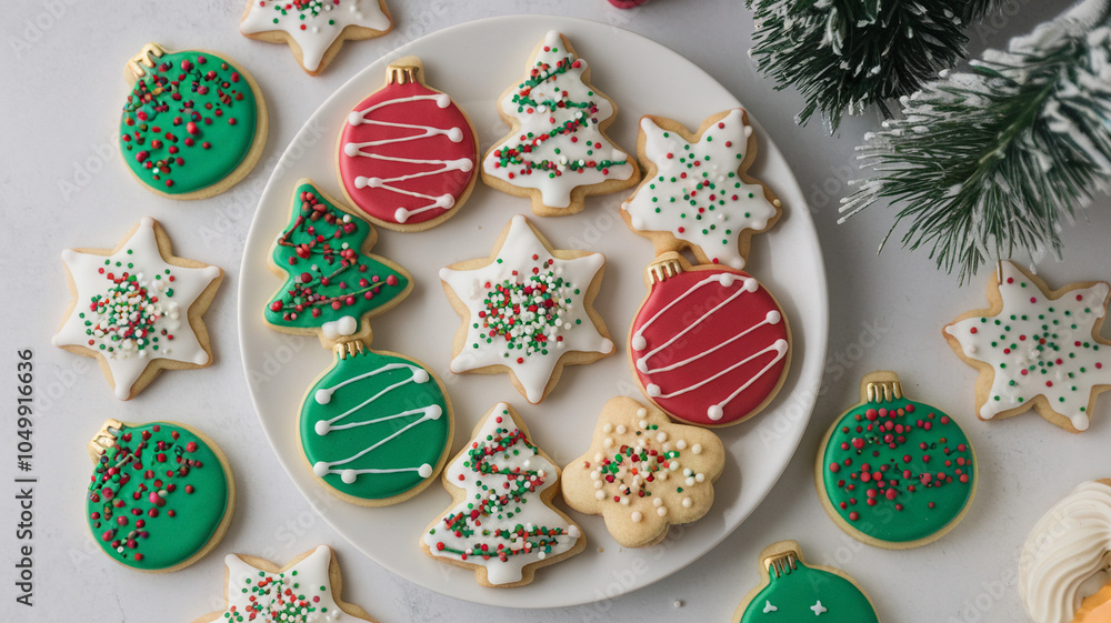 Festive Christmas Cookies Decorated with Sprinkles Festive Christmas Cookies Decorated with Sprinkles