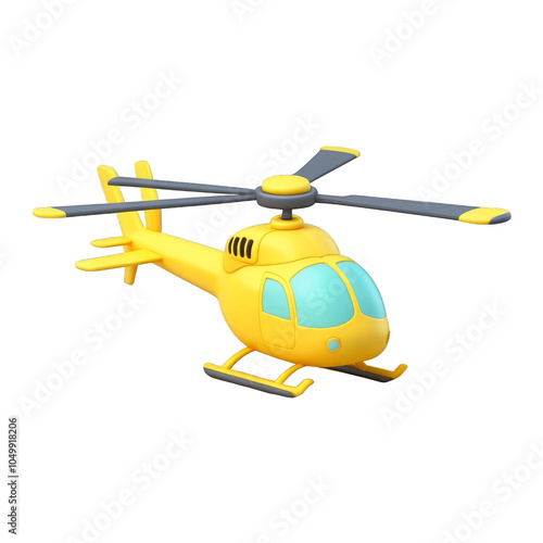 Cartoon clay material yellow helicopter icon, perfect for transportation and kids' visuals