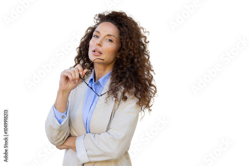 Composed and confident Latina woman in a professional portrait