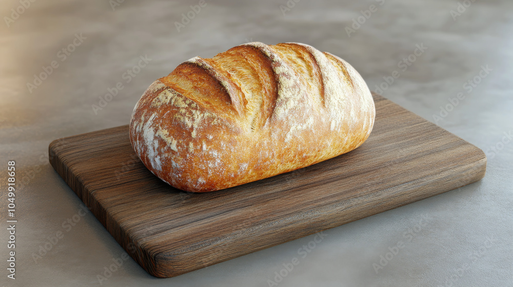 A freshly baked loaf of rustic sourdough bread A freshly baked loaf of rustic sourdough bread