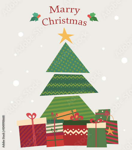 Christmas tree and gift box design.