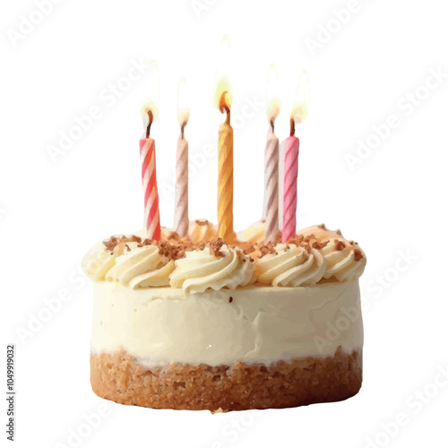 Festive Birthday Cake with Colorful Candles and Sprinkles