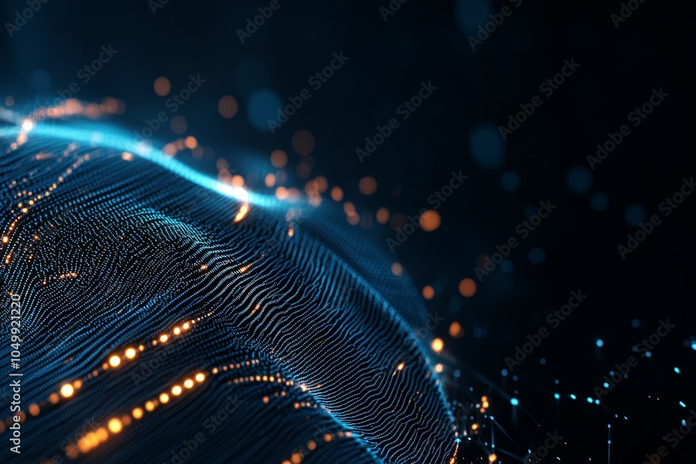 A dynamic visualization of light particles forming a wavelike pattern on a dark background, capturing the essence of flow, movement, and digital energy. A dynamic visualization of light particles forming a wavelike pattern on a dark background, capturing the essence of flow, movement, and digital energy.