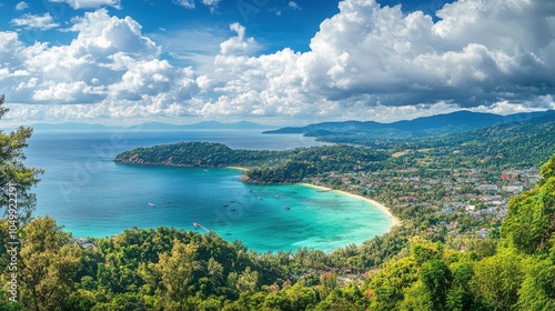 The stunning view from the Karon Viewpoint in Phuket, offering a panoramic perspective