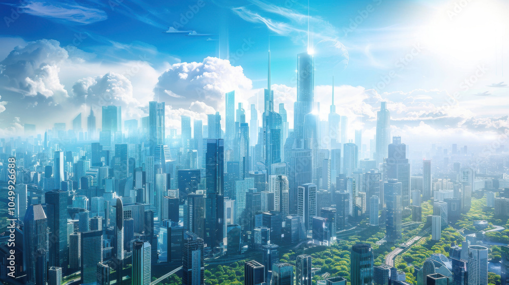 Naklejka premium surreal future city