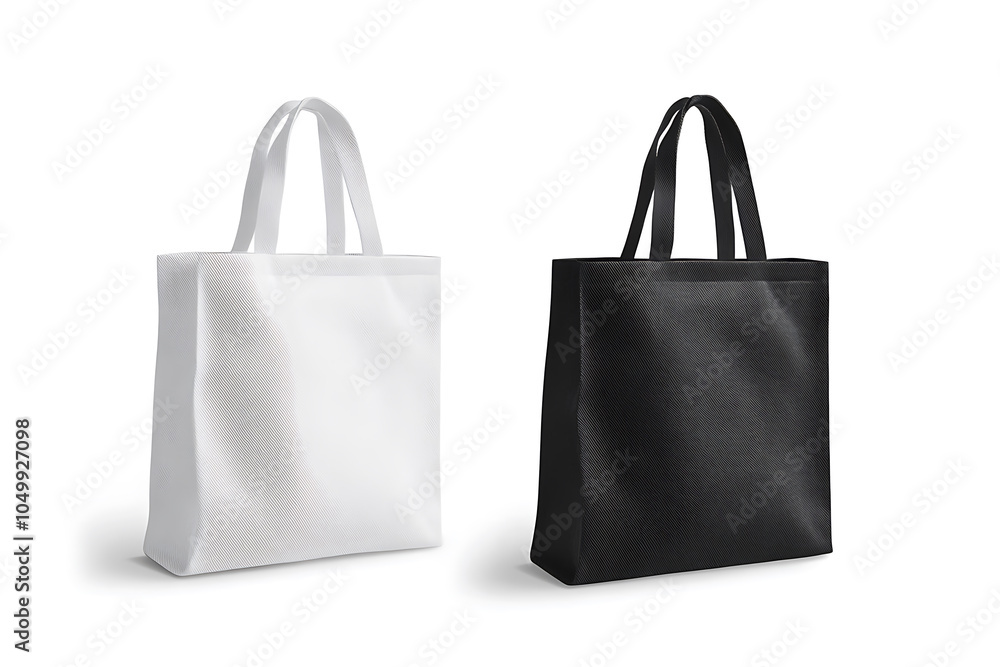 White and black cotton eco bag design mockup isolated, clipping path. Textile cloth customer bag mockup White and black cotton eco bag design mockup isolated, clipping path. Textile cloth customer bag mockup