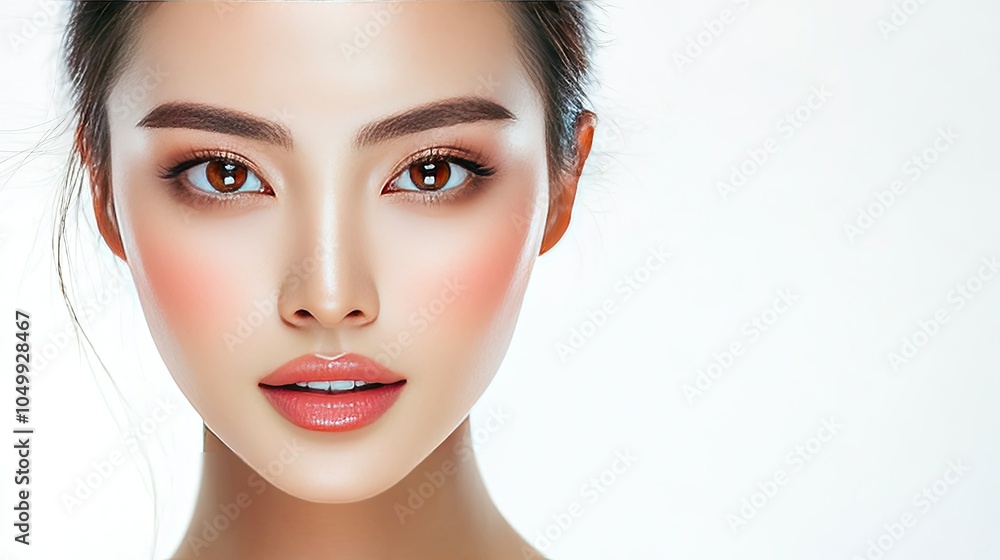 Fototapeta premium Radiant beauty with flawless makeup and glowing skin