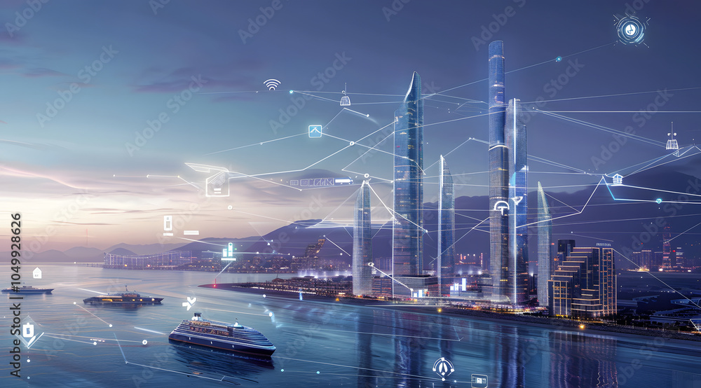 Fototapeta premium Smart city iot concept map