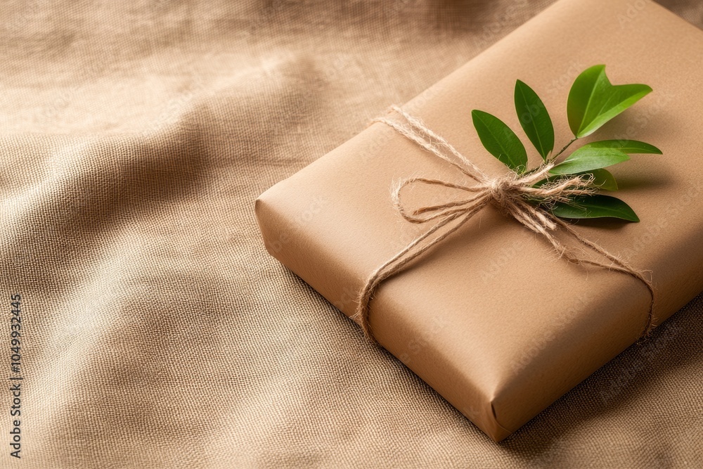 Gift Package with Natural Decoration on Rustic Background Gift Package with Natural Decoration on Rustic Background