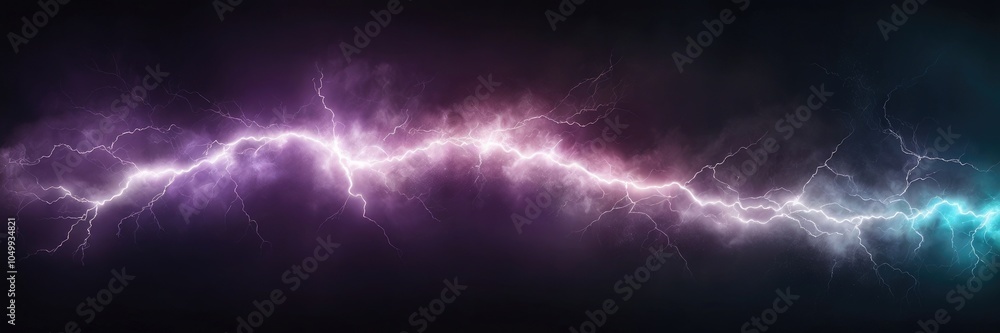 Thunder light Purple and turquoise smoke cloud Realistic lightning glowing Thunder light Purple and turquoise smoke cloud Realistic lightning glowing