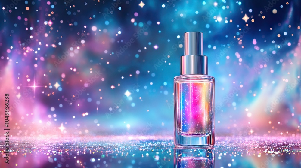 Radiant Skincare Product on Sparkling Background Radiant Skincare Product on Sparkling Background
