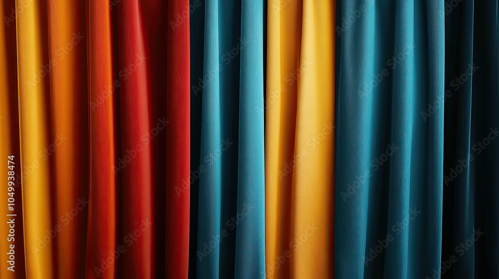 Rich Colored Velvet Curtains in Elegant Arrangement Rich Colored Velvet Curtains in Elegant Arrangement