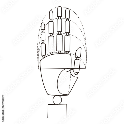 Prosthetic Hand Mechanism Vector, Robotic Hand Design Illustration

