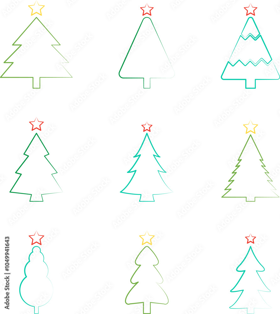 Christmas tree line icon vector. Christmas green tree illustration with star. Christmas tree vector illustration, Tree vector art, xmas tree silhouette, Christmas vector icon. Christmas tree line icon vector. Christmas green tree illustration with star. Christmas tree vector illustration, Tree vector art, xmas tree silhouette, Christmas vector icon.