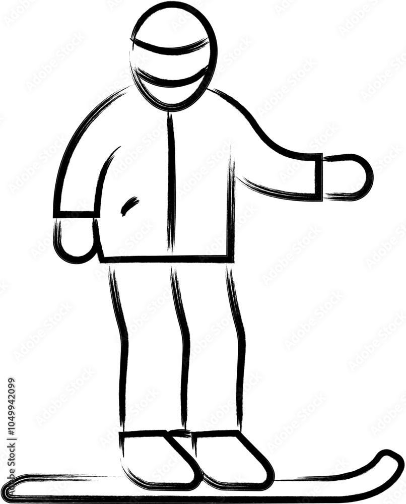 Obraz premium Winter sports icon vector illustration collection in a line outline style. Ski, winter sports and snow Handdrawn Doodle icons.