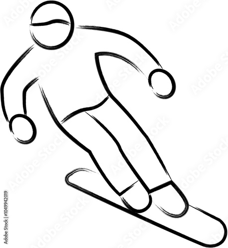 Winter sports icon vector illustration collection in a line outline style. Ski, winter sports and snow Handdrawn Doodle icons.