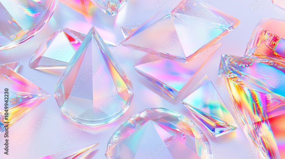 Futuristic Y2k Holographic 3D Shapes Aesthetic Background - Ultra-Detailed Abstract Render Illustration Futuristic Y2k Holographic 3D Shapes Aesthetic Background - Ultra-Detailed Abstract Render Illustration
