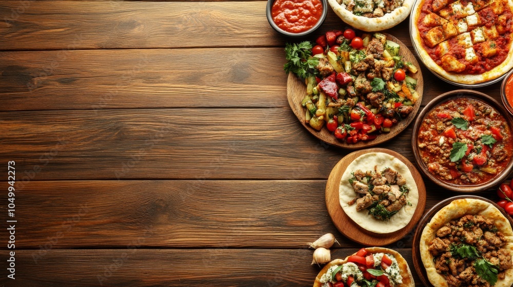 Fresh Delicacies on Rustic Wooden Table Display Fresh Delicacies on Rustic Wooden Table Display