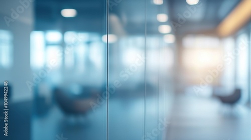 Abstract windows with a blue tint. Modern aesthetic of a corporate business office Blurred glass wall background for business concepts in the business center. Professional corporate environments.