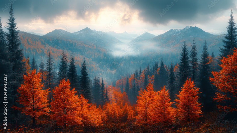 Golden autumn foliage surrounds snow-capped mountains under a vibrant blue sky in a breathtaking landscape Golden autumn foliage surrounds snow-capped mountains under a vibrant blue sky in a breathtaking landscape