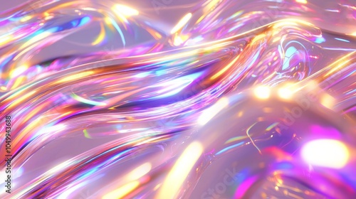 Wallpaper Mural Futuristic Holographic Ribbons Swirling in Dynamic Motion - Y2K 3D Render Illustration Torontodigital.ca