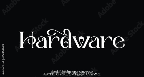 Hardware premium luxury elegant alphabet letters and numbers. Elegant wedding typography classic serif font decorative vintage retro. Creative vector illustration

