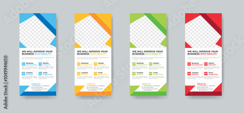 Corporate Roll-up Banner template layout 4 color design concept in the template.