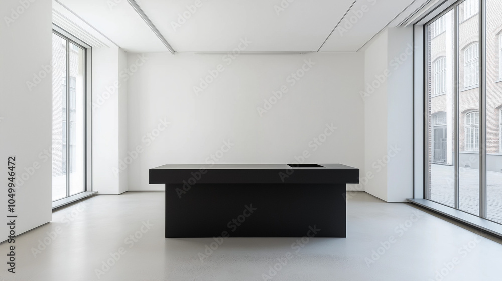 Fototapeta premium modern office interior with black desk , in white room