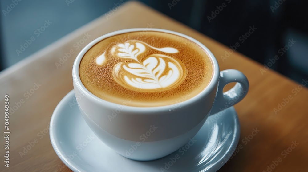 Close-Up of Cappuccino with Detailed Foam Art Close-Up of Cappuccino with Detailed Foam Art
