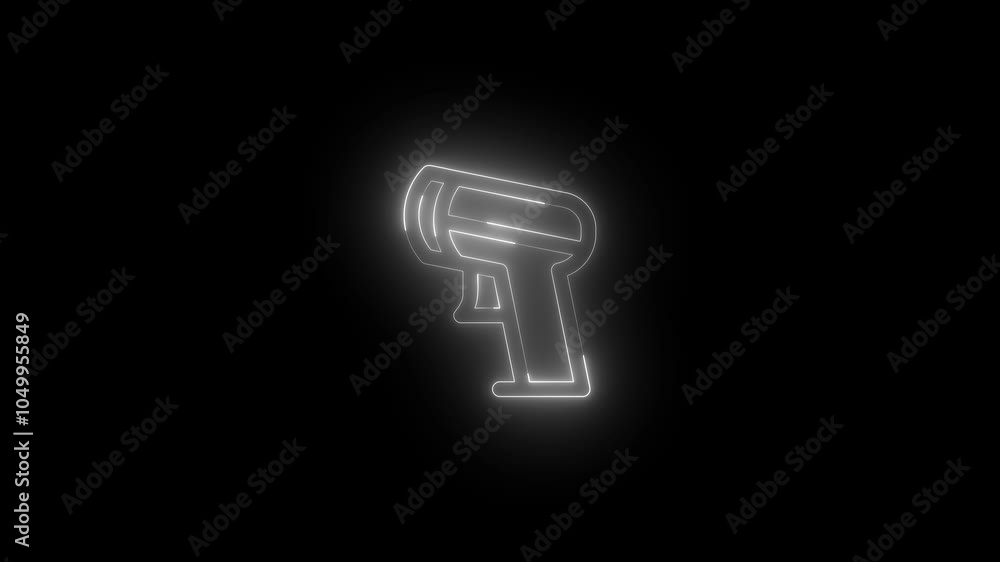 Neon barcode scanner icon glowing black background animation Neon barcode scanner icon glowing black background animation