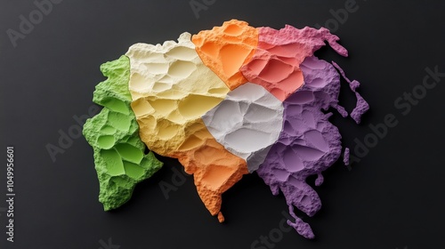 Abstract Asia Map   Colorful 3D Render for Global Connectivity photo