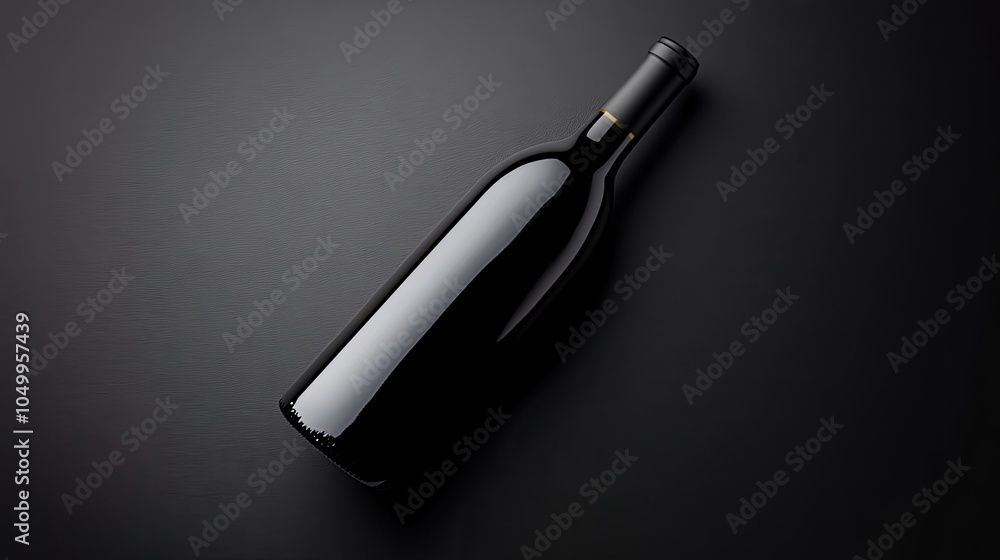 Fototapeta premium Elegant Black Wine Bottle on Dark Surface