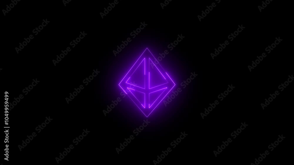 Neon 3d triangle stroke icon glowing black background animation Neon 3d triangle stroke icon glowing black background animation