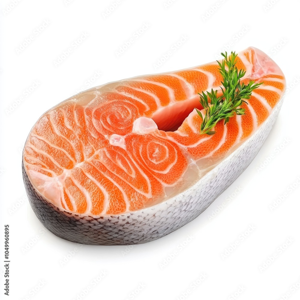 Fresh Raw Salmon Steak on White Background Fresh Raw Salmon Steak on White Background
