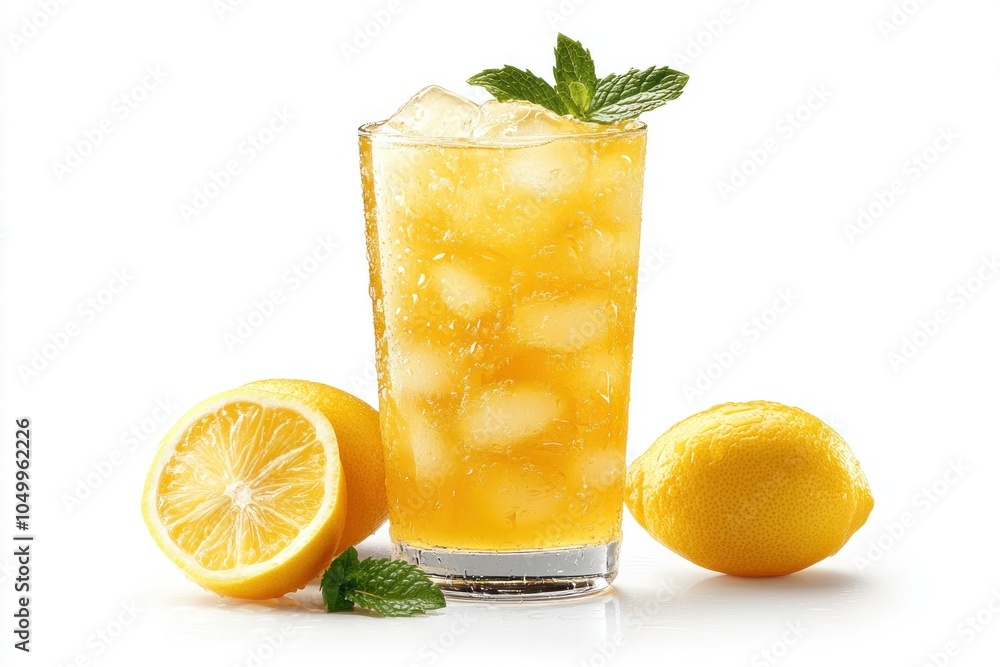 Glass of Iced Tea with Lemon Wedges and Mint Garnish Glass of Iced Tea with Lemon Wedges and Mint Garnish