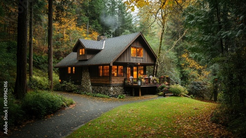 Cozy Rustic Home Nestled in Autumn Woods