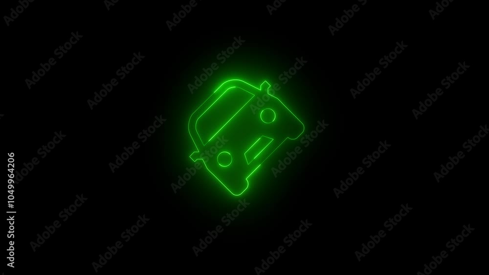 Neon accident solid icon glowing black background animation Neon accident solid icon glowing black background animation