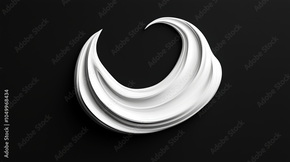 A white swirl on a black background A white swirl on a black background