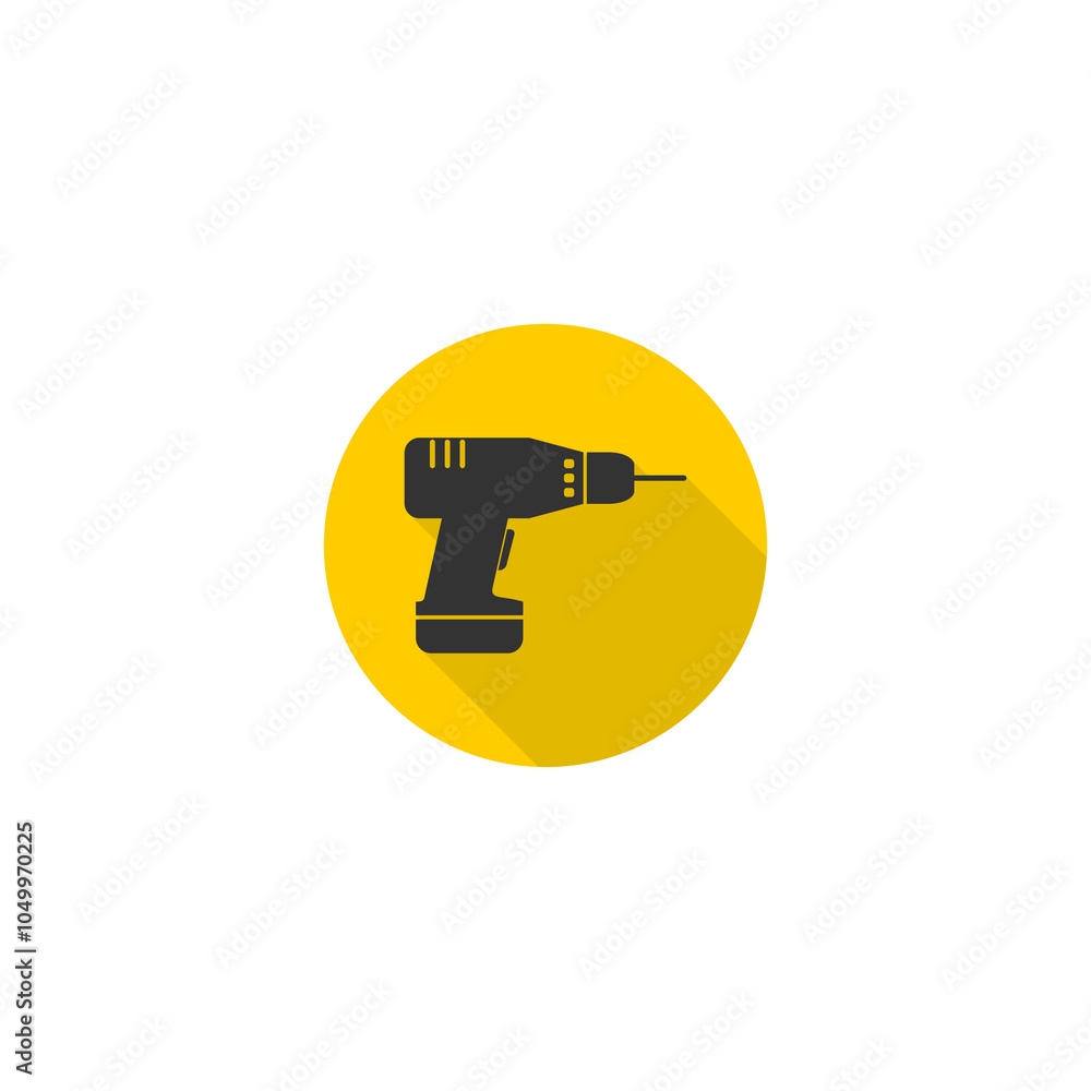 Drill flat icon with long shadow isolated on transparent background Drill flat icon with long shadow isolated on transparent background