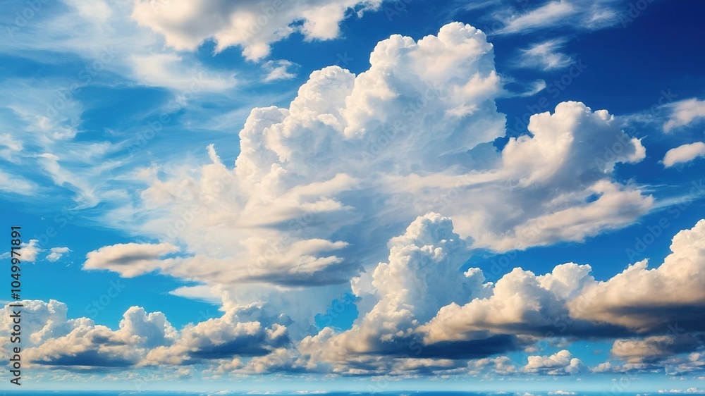 Fototapeta premium A breathtaking vista of endless blue sky, adorned with majestic clouds.