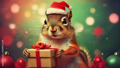 クリスマスプレゼントとシマリス Generative AI