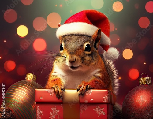 クリスマスプレゼントとシマリス Generative AI