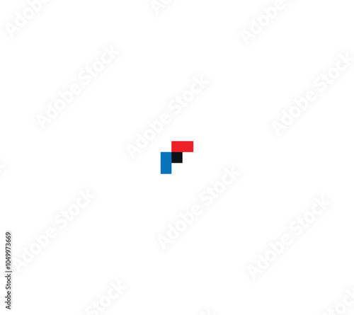 Minimal Letter F Overlapping logo with two arrows on white background. 
