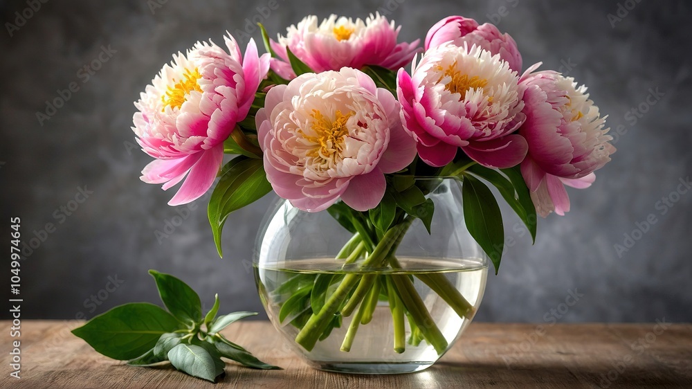 A rule of thirds photograph showcasing a vibrant pink peony and delicate white chrysanthemum. A rule of thirds photograph showcasing a vibrant pink peony and delicate white chrysanthemum.